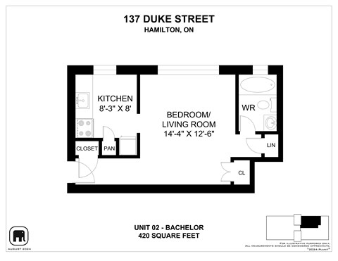 A floor plan for a unit at 137 Duke Street in Hamilton, Ontario.